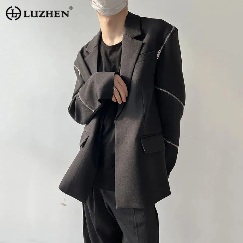 

LUZHEN Decorate Splicing New Zipper Trendy Niche 2024 Personality Design Casual Blazer Coat Men's Fashion Elegant Jacket 5593b3