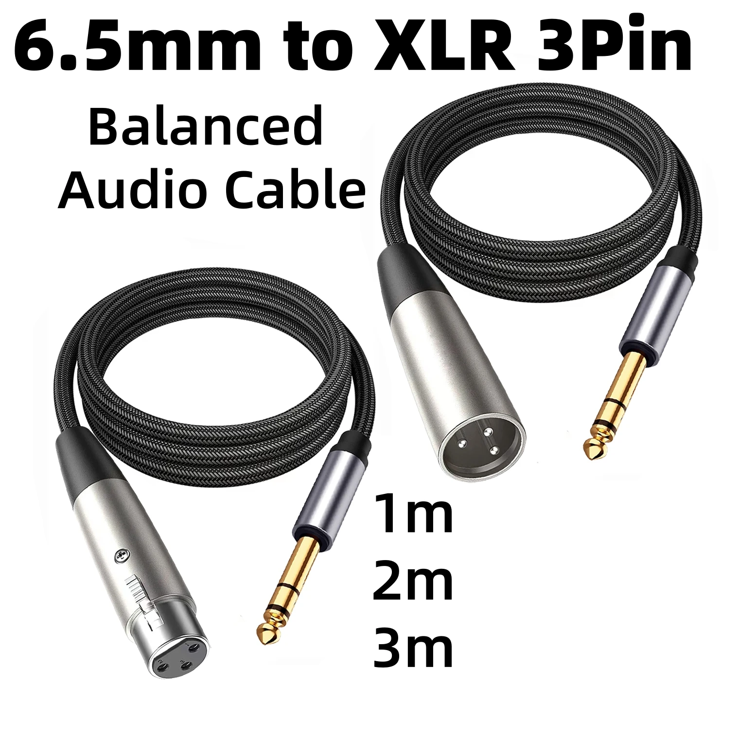 Premium XLR to 1/4 TRS Stereo Balanced Audio Cable for Professional Sound Equipment