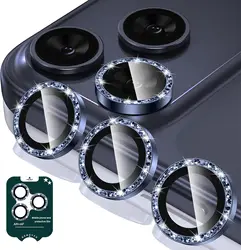 Premium Multi - Layer Camera Lens Protector with Tempered Glass Cover - Case Friendly - iPhone 17 ProMx (Blue)