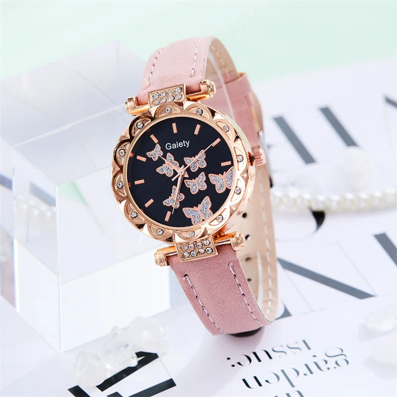

Fashion Simple Watches for Women Exquisite Luxury Butterfly Quartz Wristwatches Matte Leather Strap Party Decoration Gift Montre