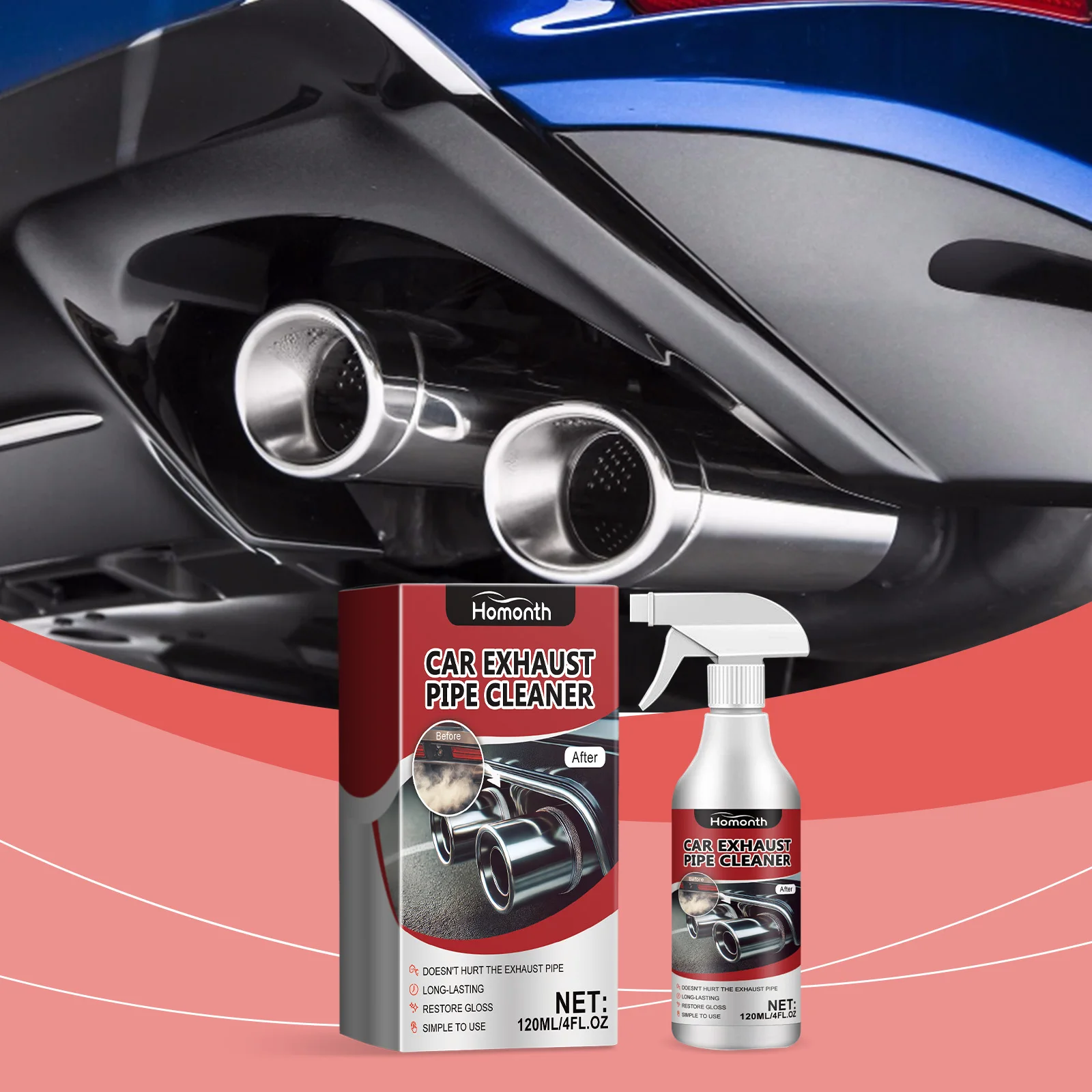 Car Exterior Cleaner for Cars Metal Surface Rust Cleaner Spray car Exterior Rust Remover Agent Antirust Agent 60Ml