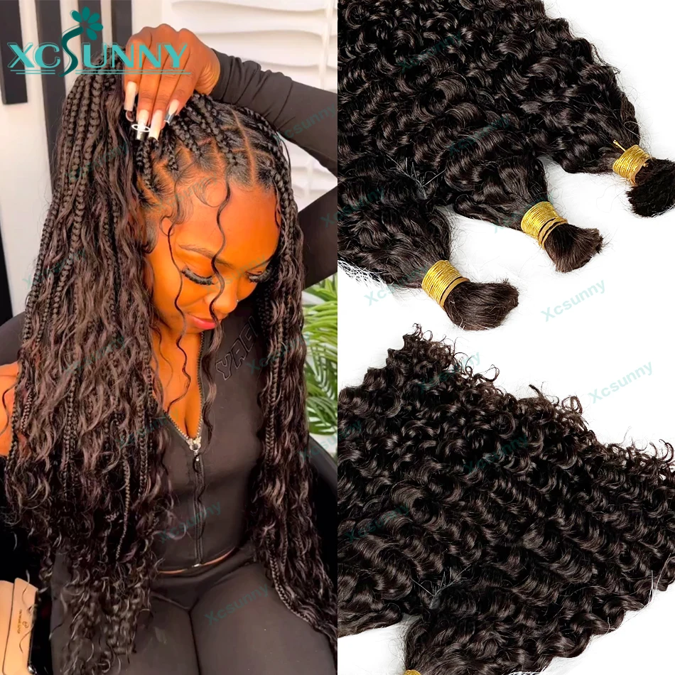Bulk Human Hair No Weft For Braiding Curly Hair Bundles Wholesale Double Drawn Boho Knotless Braids Human Hair For Black Women