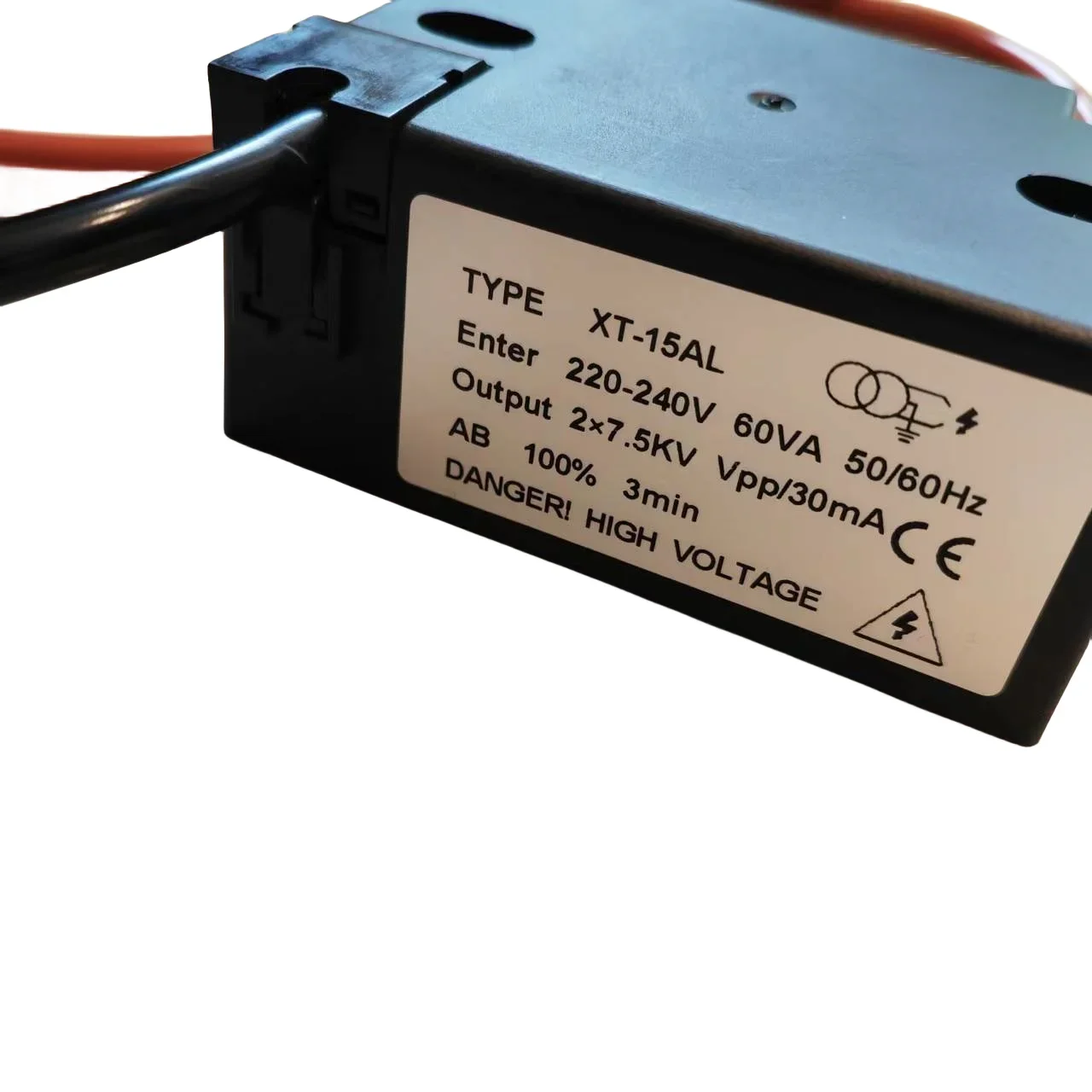 XT15AL Fuel Ignition Transformer with High-Voltage Wire and Spark Needle 220V Input and 15KV Output