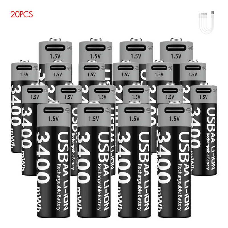 Kuugro Li-ion AAA and AA Rechargeable Batteries USB Lithium-ion 3400mWh 1.5V AA Rechargeable Batteries+1100mWh 1.5V AAA Battery - Image 15