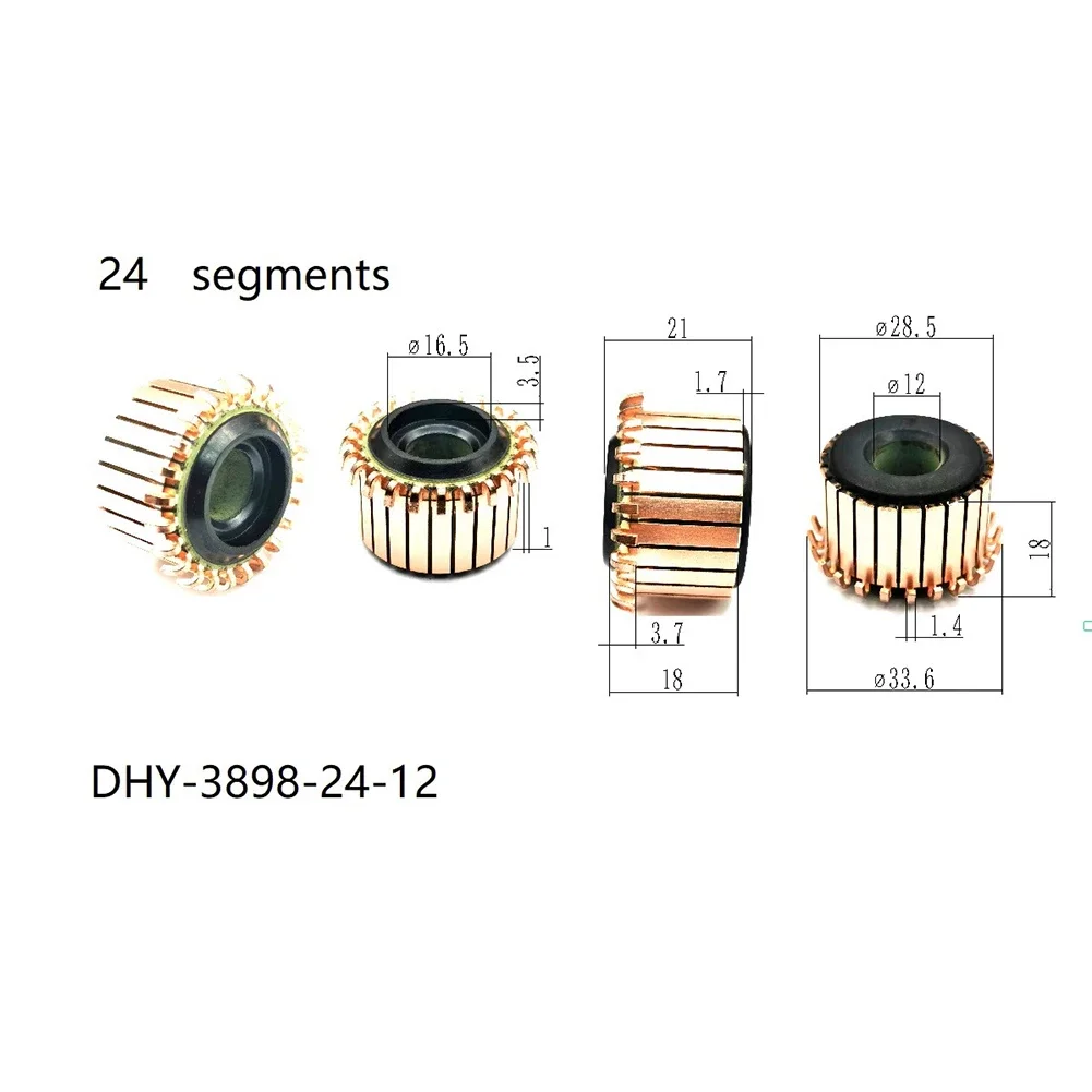 DC Motor Commutator 1Pc 28.5 X 12 X 18(21) Mm 24P Teeth Copper Hook Type Electrical Motor Commutator Electrical Equipment Supplies
