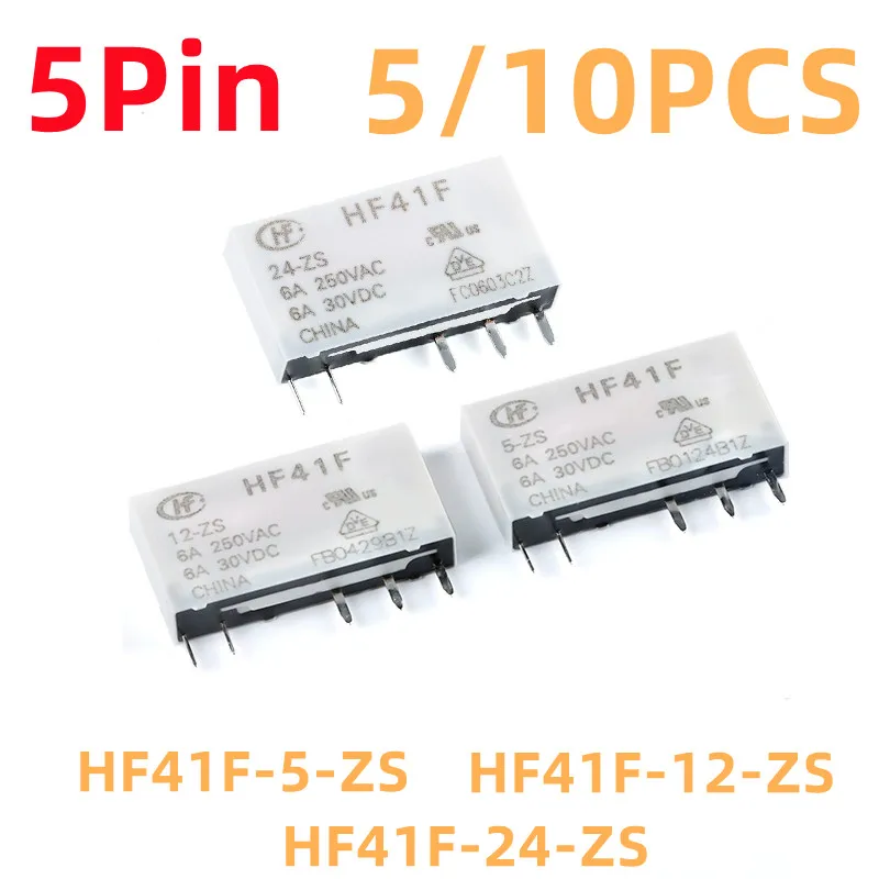 

NEW HONGFA Relays 5PCS/10PCS HF41F-5-ZS HF41F-12-ZS HF41F-24-ZS 5V 12V 24V 5Pin 6A 250VAC