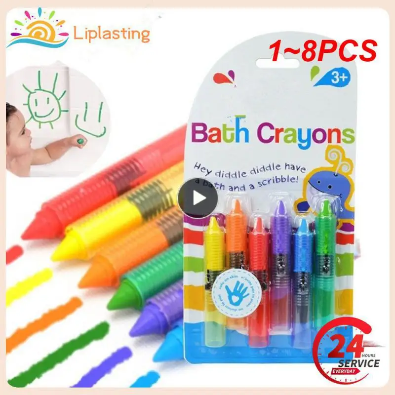 

1~8PCS Children's Crayon Suit Non-toxic and Safe Food Color Wax Paintbrush Can Be Wiped Bath Toys for Kids Kids Toys