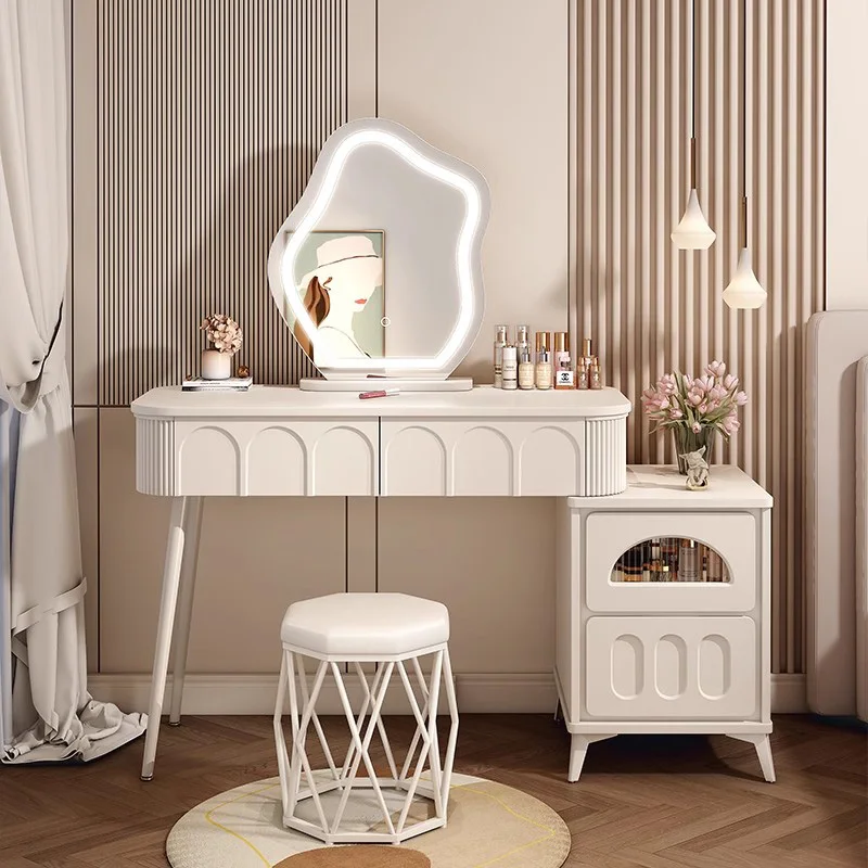 

Wavy Mirror Lights Dressing Table Organizer Drawer Bedroom Bedroomset Cabinets Dressing Table Vanity Chair Coiffeuse Funiture