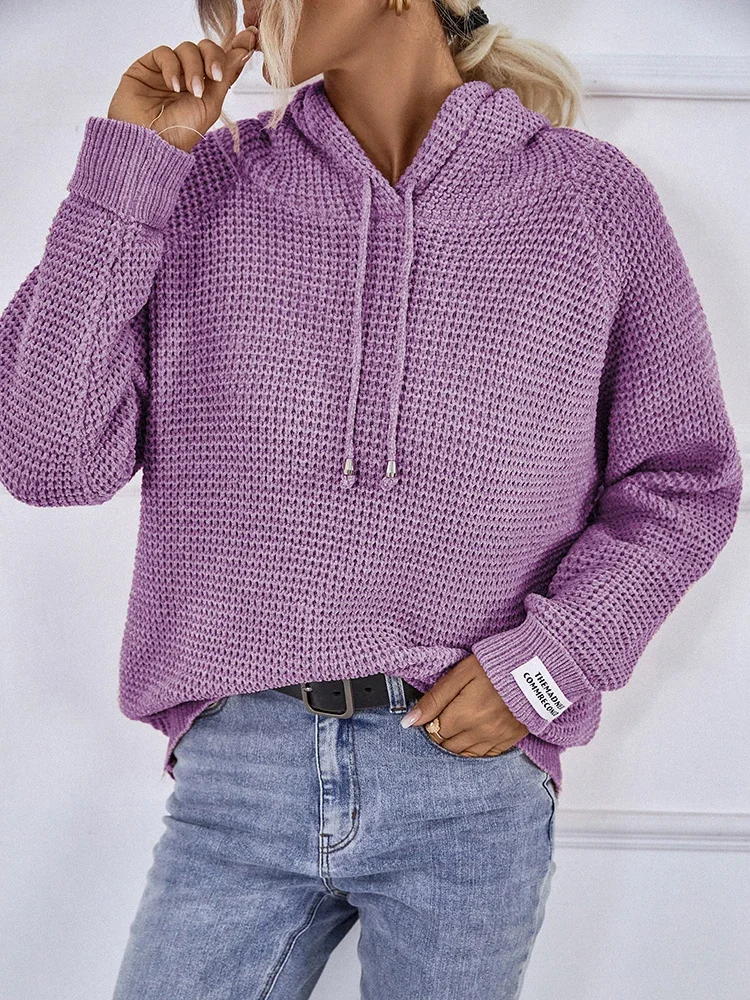 

Fashion New in Hoody Pullover Sweater Women Clothing Winter Tops Knitwear Patchwork Athleisure Pulls Femme 2023 Sale