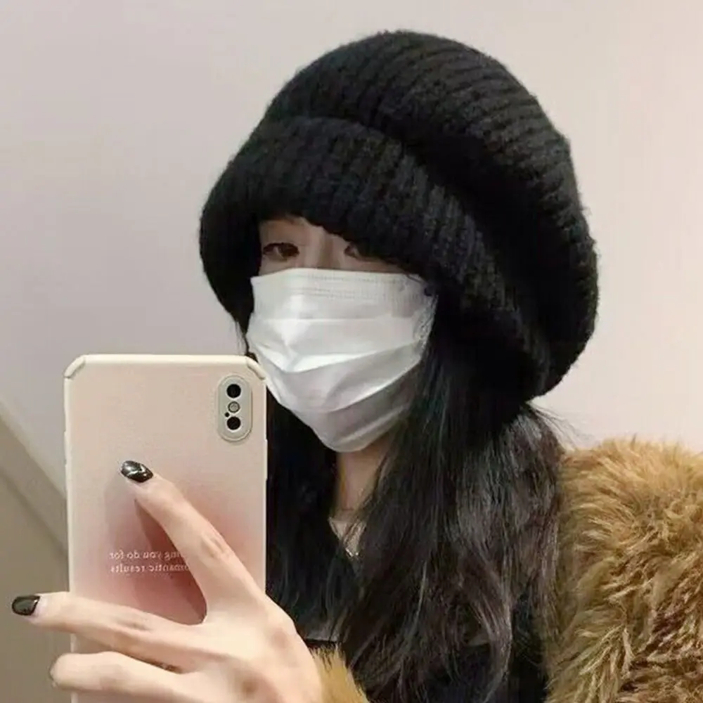 Fashion ​Large Size Winter Hats Thickened Ear Protection Beanie Caps Cute Outdoor Knitted Hat for Men Women