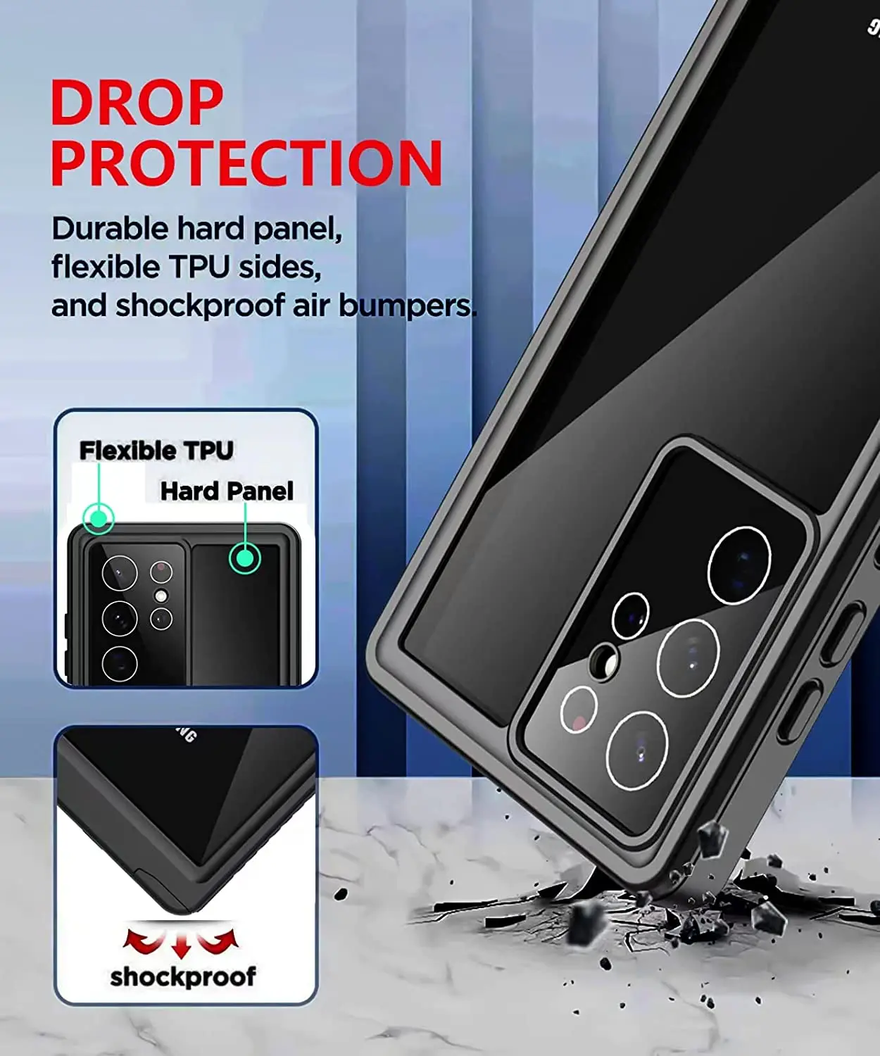 Para Samsung Galaxy S24 Ultra 5G Funda de teléfono TPU con textura  impermeable (transparente)