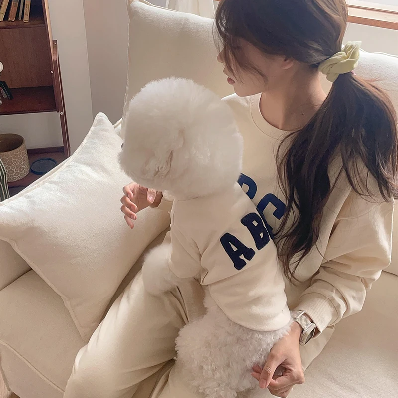 겨울 강아지 옷 레터링 코튼 강아지 후드티 소형견용 애완견 따뜻한 코트 강아지 스웨트셔츠 치와와 프렌치 불독 강아지 풀오버
