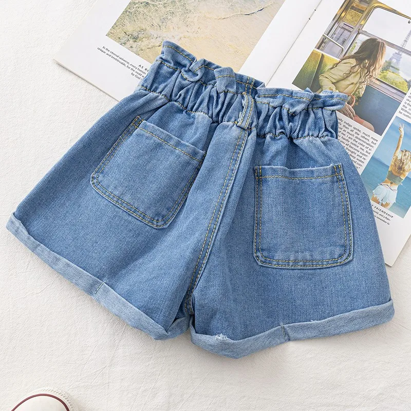 Girls' Summer Fashion Denim Shorts Girls Children Clothing Korean Fashion Versatile Jeans Pockets 2-8 Years kids shorts