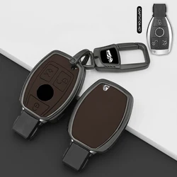 Premium Zinc Alloy Leather Car Key Case - Luxury Design (3 Button Brown A)
