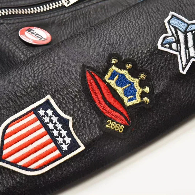 Graffiti Print Motorcycle Jacket for Women 2024 Trend Rivets Punk Style Streetwear Black Cropped Faux Leather Jackets