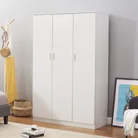 3 Door Armoires Wardrobe Closet with Clothes Hanging Rail, 6 Storage Shelves Cupboard Unit Bedroom Furniture 1