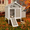 Outdoor Chicken Coop with Removable Trays, Wooden Rabbit Hutch and Poultry Cage featuring Nesting Box, Suitable for Indoor Hen H 1
