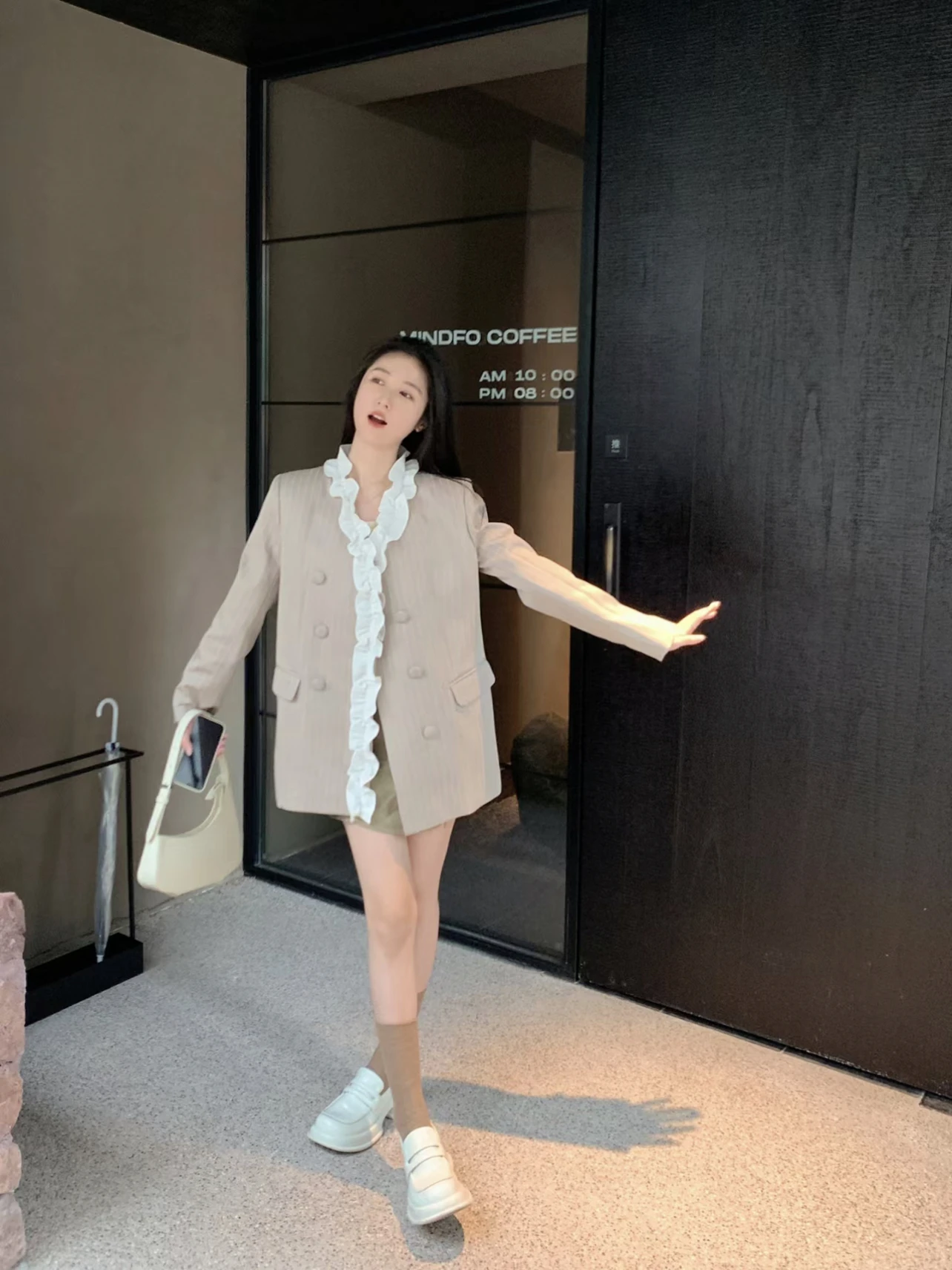 

High-grade Ruffled Blazer Women's Fashion Casual Striped Suit New Spring Commuter Elegant Office Lady Single-breasted Jacket Top
