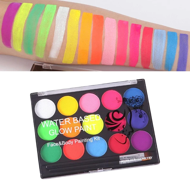 15Colors Face Painting Kit Body Makeup Non Toxic Water Paint Oil with Brush  for Christmas Halloween