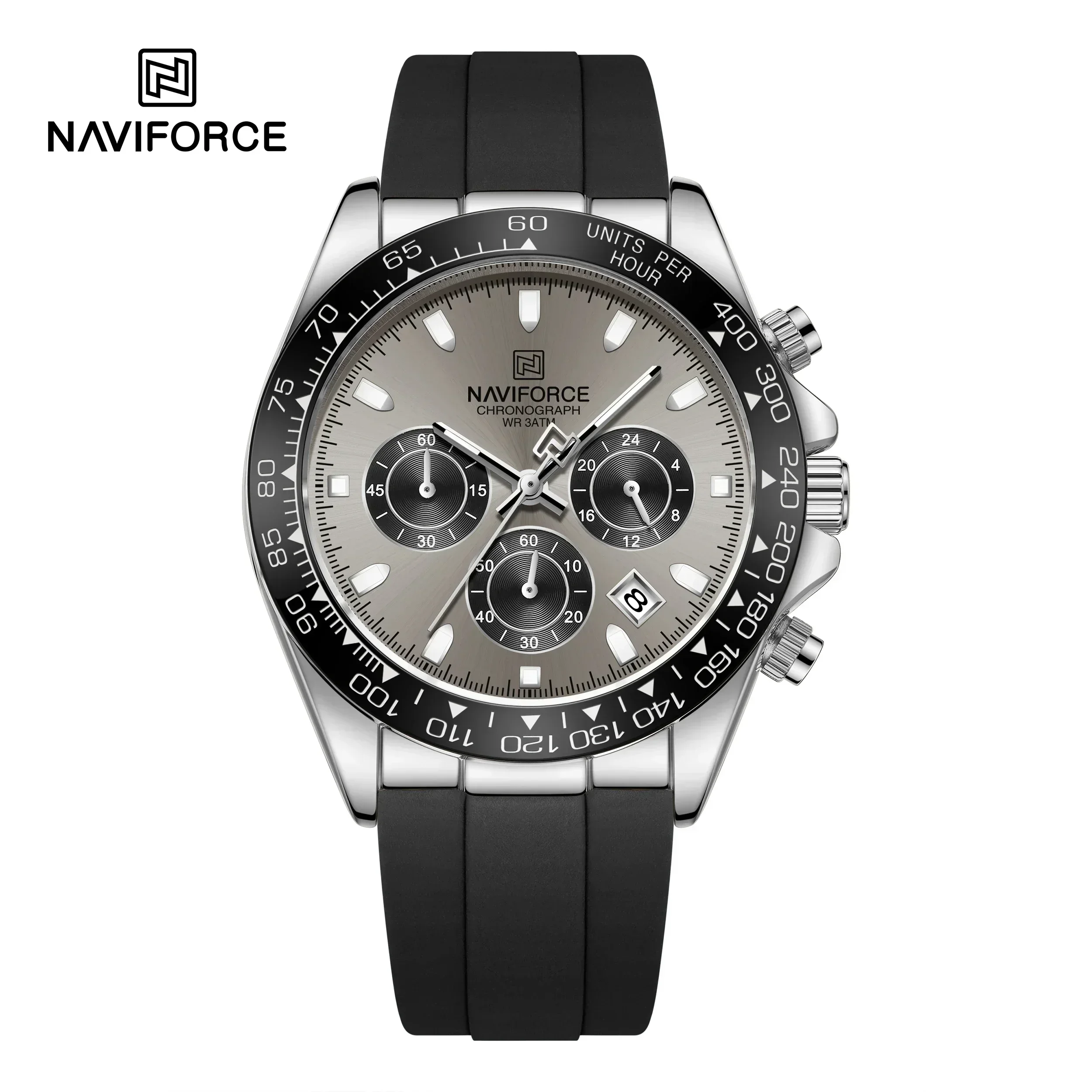 NAVIFORCE Luxury Multi-Functional Chronograph Sport Watch with Silicone Band and Luminous Features