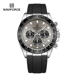 NAVIFORCE Luxury Multi - Functional Chronograph Sport Watch with Silicone Band and Luminous Features (Silver Gray)