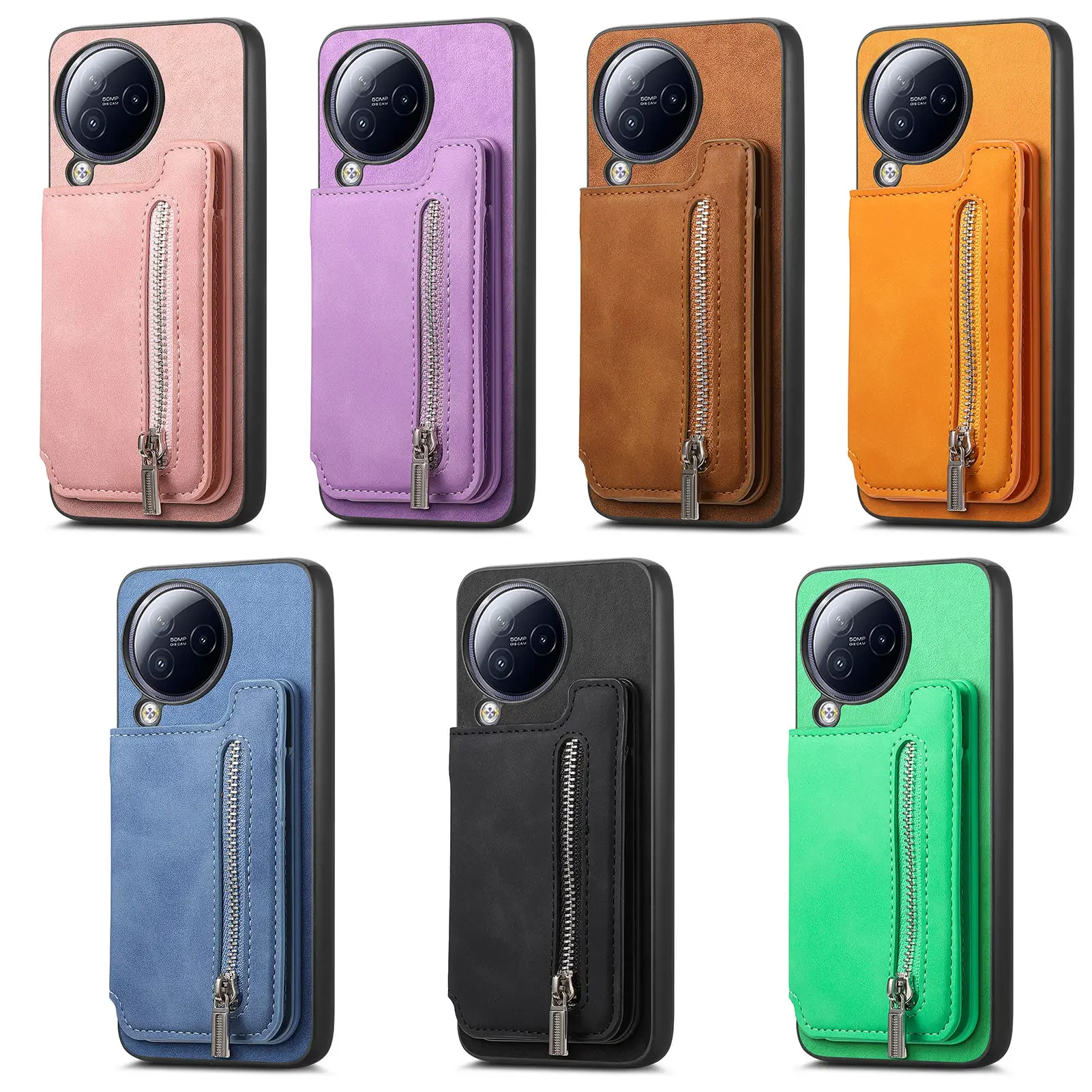 2-in-1 Removable Zipper Card Slot Magnetic Leather Wallet Case