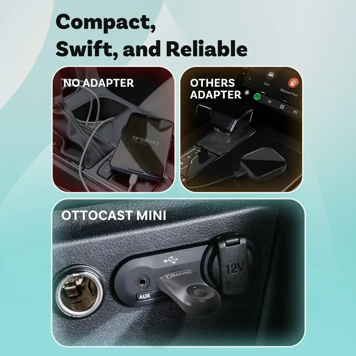 OTTOCAST MINI 2 in 1 Wired to Wireless CarPlay Android Auto Adapter USB Stick Wifi Car Accessories for VW Benz Audi Kia Toyota — view 6