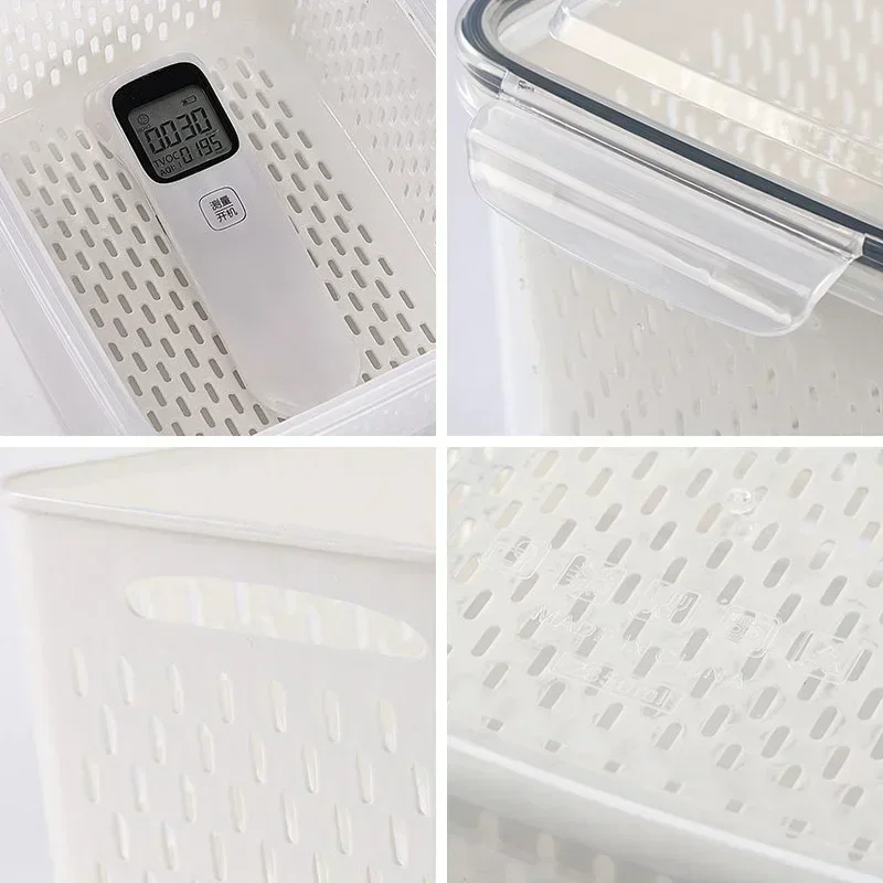 Multipurpose Refrigerator Storage Container with Drain Basket Crisper and Storage Box for Fruits Vegetables 6
