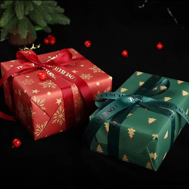 Christmas Gift Wrapping Paper Santa Claus Snowflake Pattern Gift Wrap Artware Kraft Paper Christmas Decorative Gift Packaging