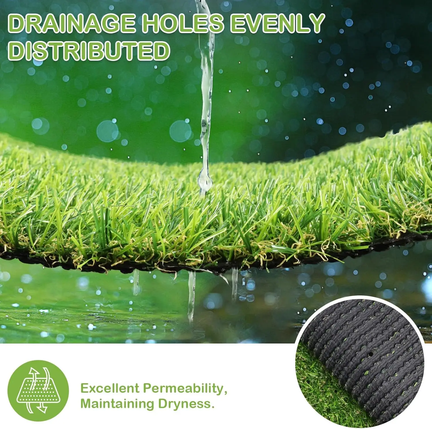 Artificial Turf Grass 8 FT × 15 FT, Realistic Fake Grass Rug with Drainage, 0.8" Height Outdoor Indoor Synthetic Grass Carpet