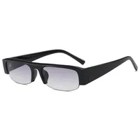 Lunettes de soleil rectangulaires vintage pour femmes, design de marque tendance, verres dégradés, lunettes de soleil pour hommes, demi-montures, protection UV400 1