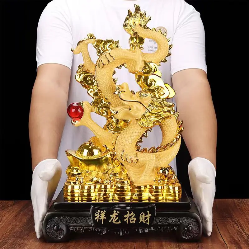 

2024 year Resin dragon Free shipping Fengshui statue bead handicraft furnishing articles Prosperous home decoration mascot