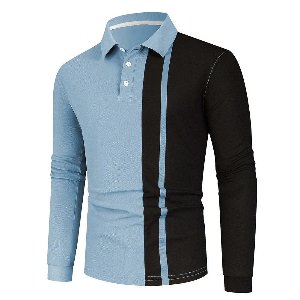 

Comfy Fashion Holiday Home T Shirt Tops Colorblock Long Sleeve Male Men Slight Stretch Brand New Button Casual