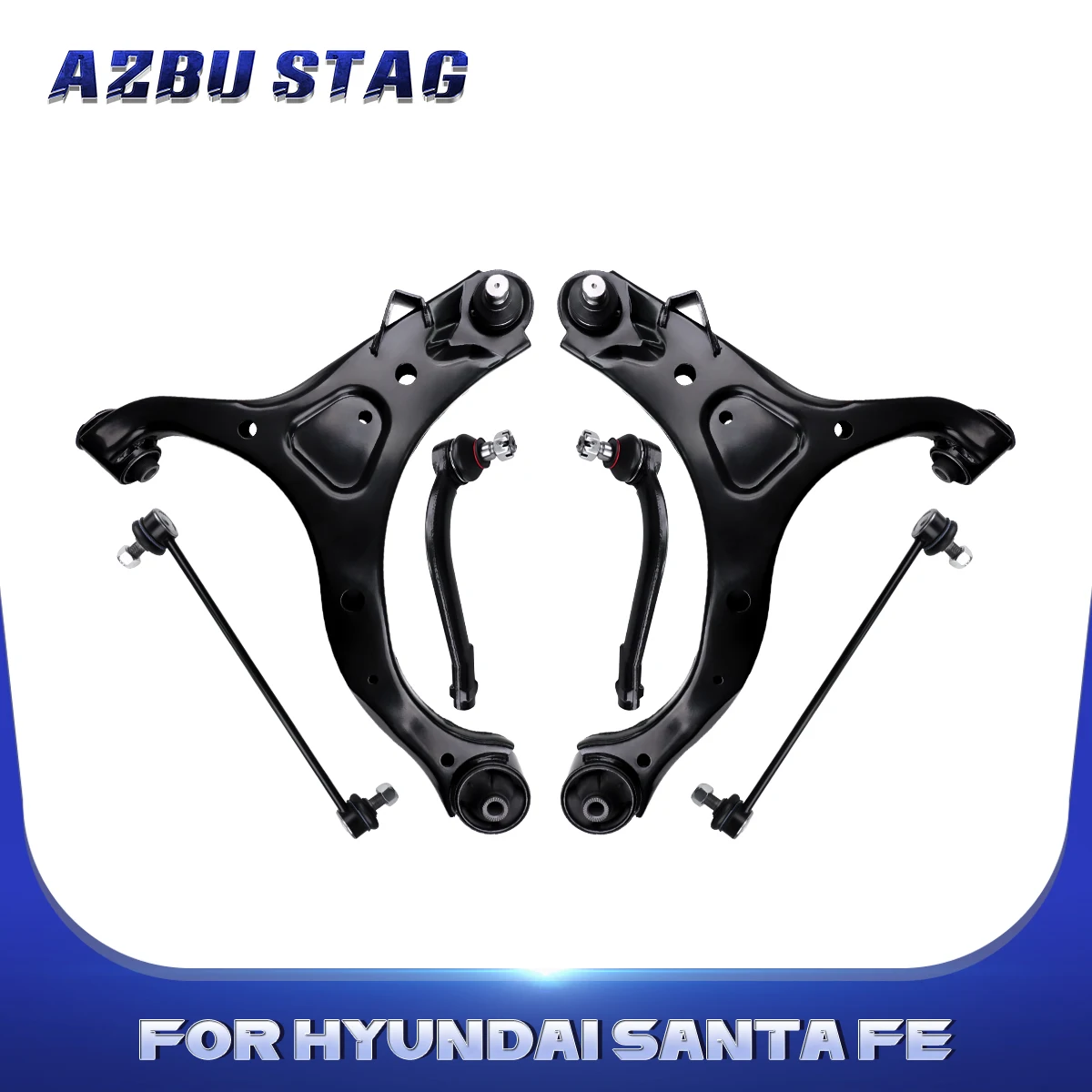 

AzbuStag 6Pcs Front Lower Lh Rh Control Arm Tie Rod Sway Bar Link Suspension Kit for HYUNDAI SANTA FE KIA SORENTO 2007-2013