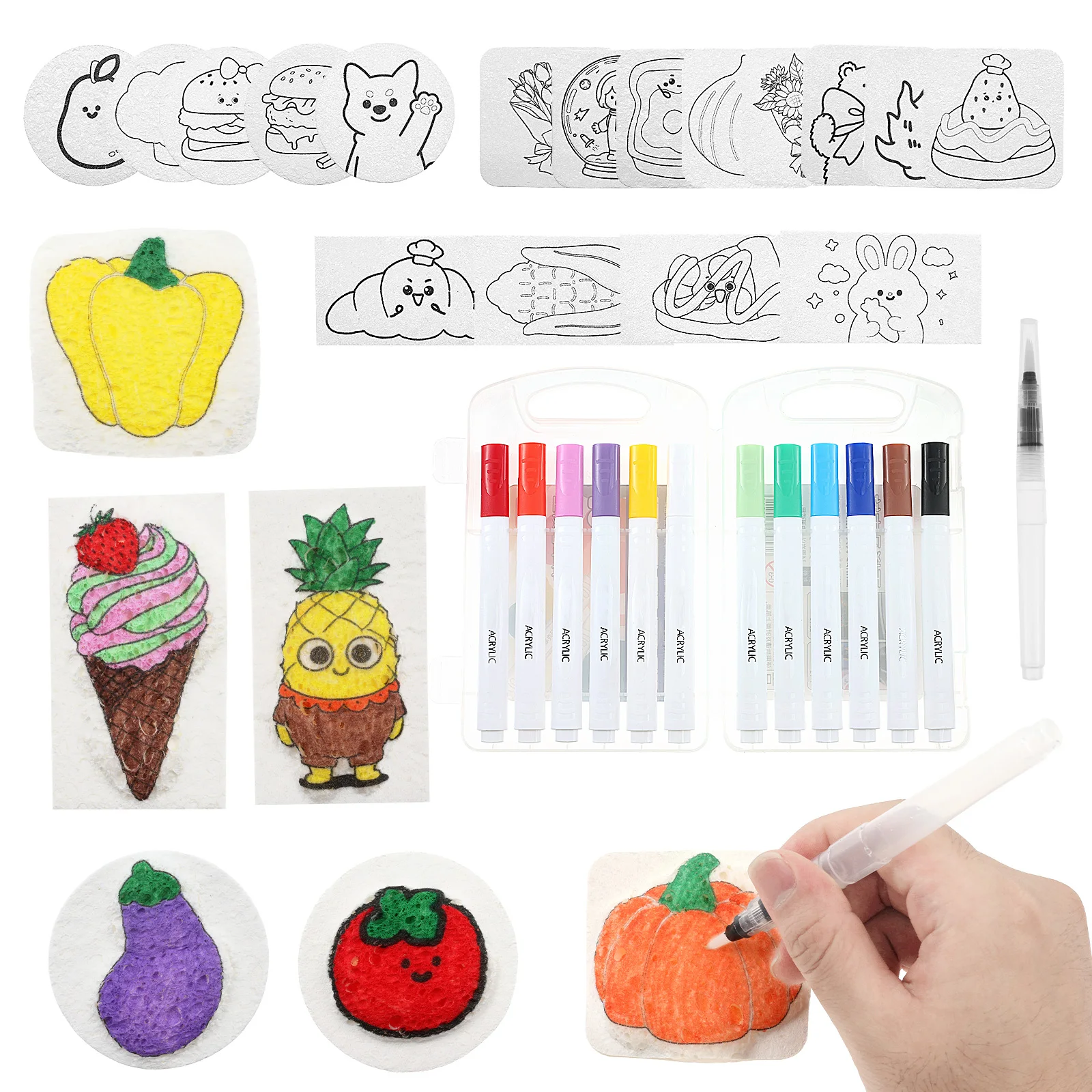 Magic Puffy Paint Magic 3D Schiuma Texture Set da pittura, 24 colori, penne 3D per bambini, in spugna, per realizzare collane di perle fai da te