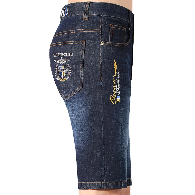 Bruce&Shark New Summer Short Jeans Men Straight Leg Loose Style Stretching Luxury brand jeans men Casual Fashion Big Size blue
