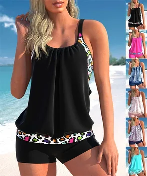 New Summer Women's Holiday Resort Style Swimwear Fashion Design Marble Print Swimsuit Two Piece Set S-6XL 1