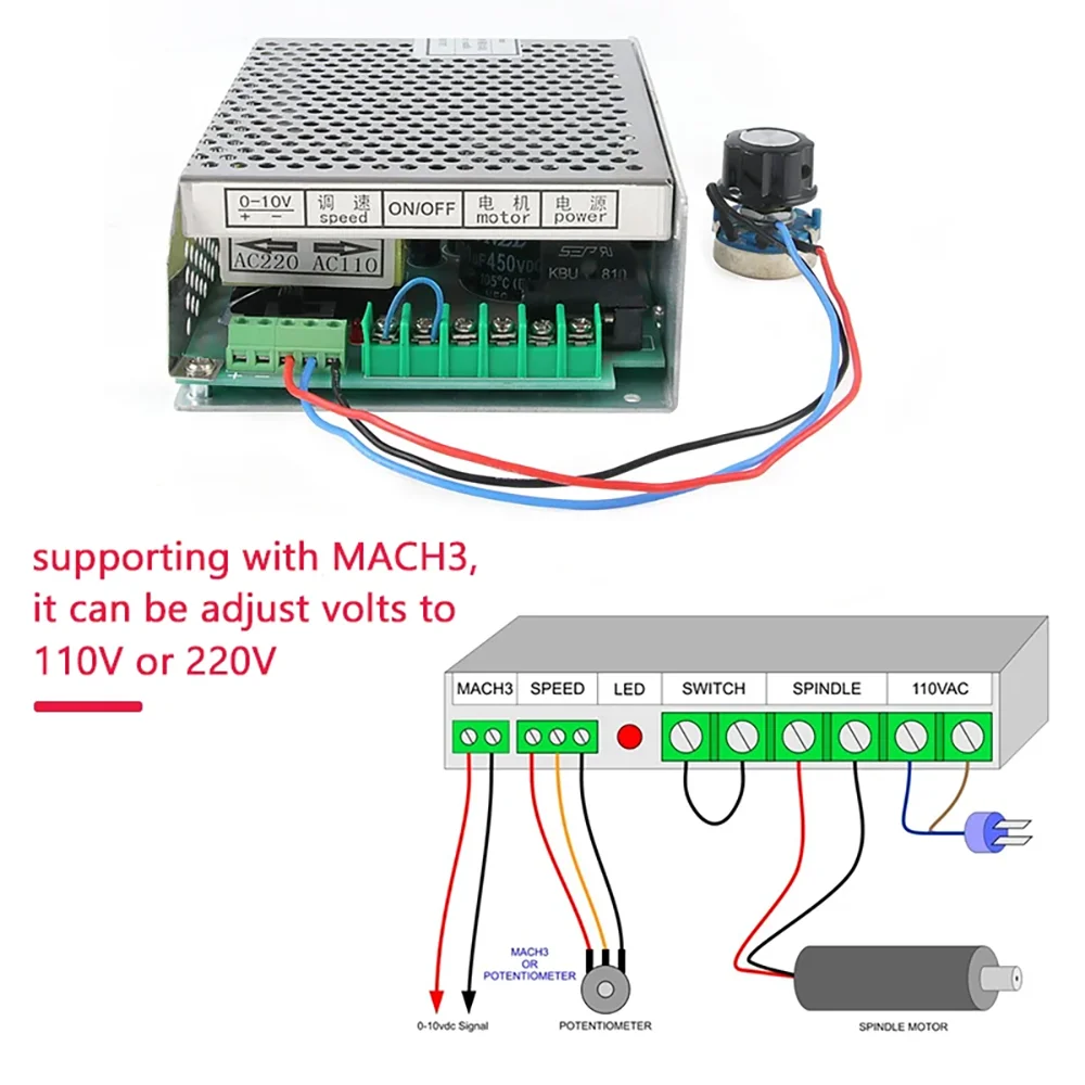 500W Spindle Motor Power Supply 52mm Clamps For Malling Machine