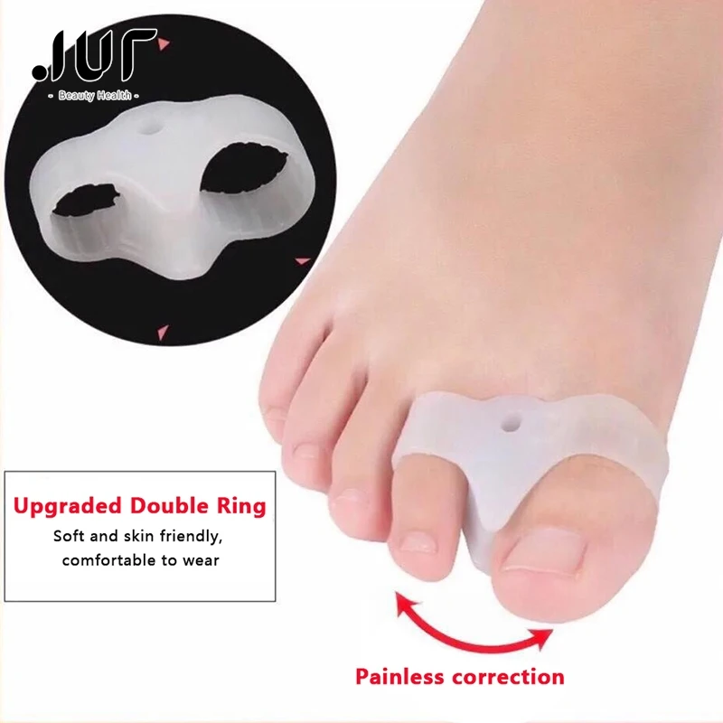 2pcs=1pair Silicone Toe Spreader Separator Bunion Hallux Valgus Corrector Thumb Finger Correction Straightener Foot Care Tool