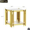 Gold Glass Living Room End Table Sofa Side Table 1Pcs, Stainless Steel Metal Leg, Square Clear Tempered Glass Small Corner Table 5
