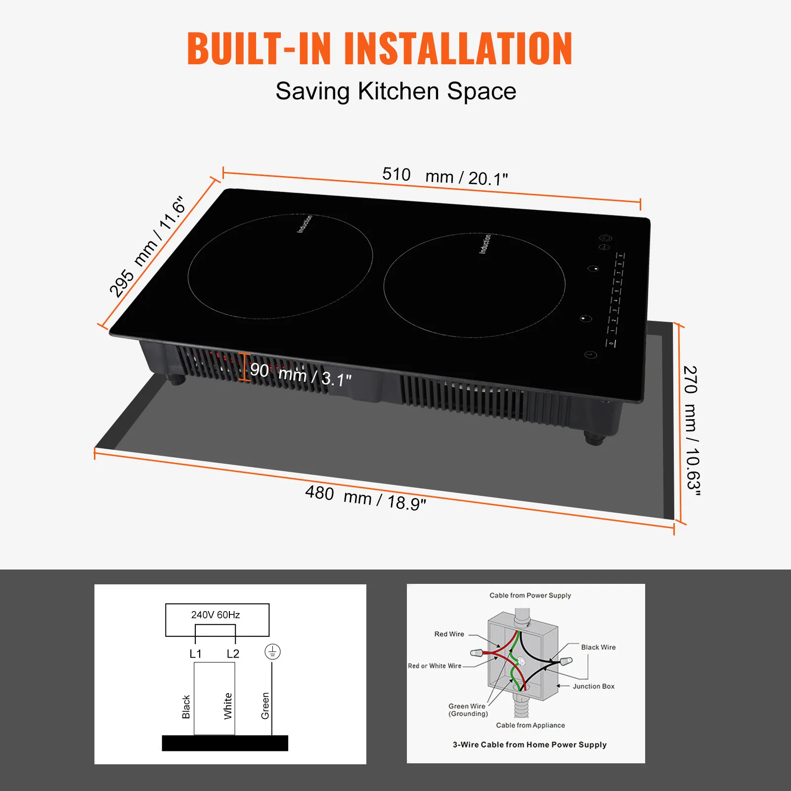 SucceBuy 2 Burners Electric Induction Cooktop Stove Hob Built-in Burner Cooker Sensor Touch Control Magnetic Cooker Hot Plate induction cooktop