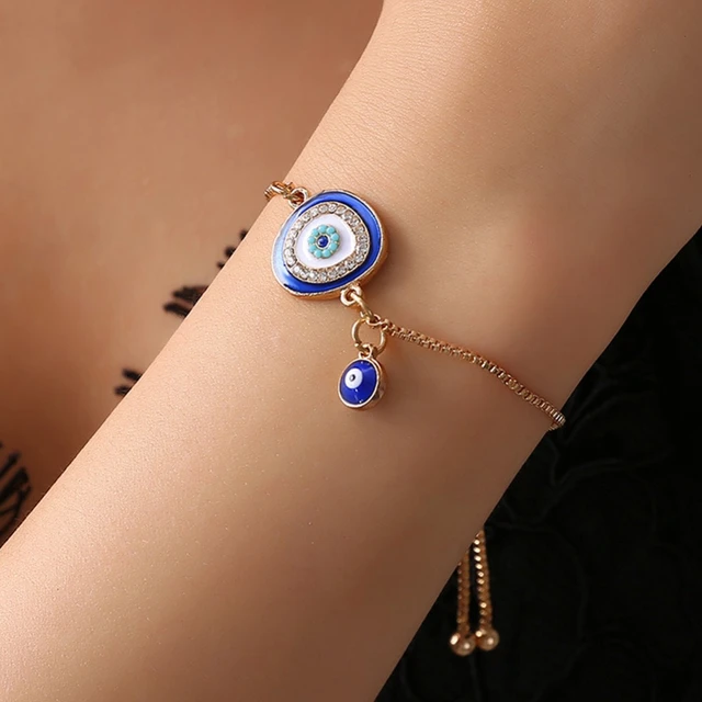 Blaue Kristall stilvolle Punk bösen Blick Armbänder für Frauen