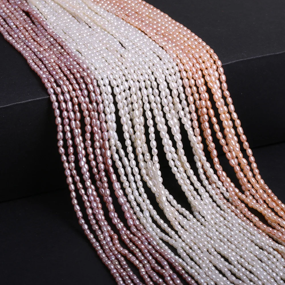 Natural Freshwater Pearl Rice-shaped Loose Beads for Make Jewelry DIY Bracelet Necklace 2-2.5mm