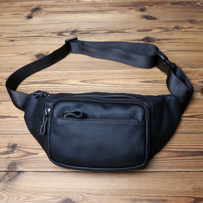 NZPJ Genuine Leather Men's Waist Bag Natural Cowhide Mobile Phone Bag Large Capacity Outdoor Men's Bag Money Bag