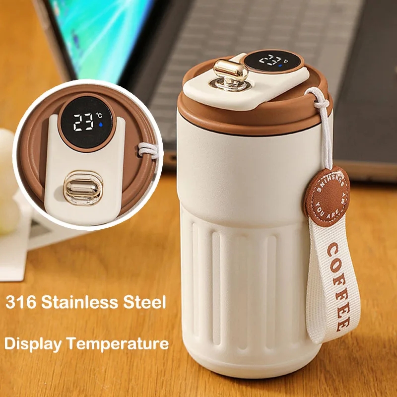 450ml Thermos Bottle Smart Display Temperature 316 Stainless Steel Vacuum Cup Office Coffee Cup Business Portable Thermal Mug 1