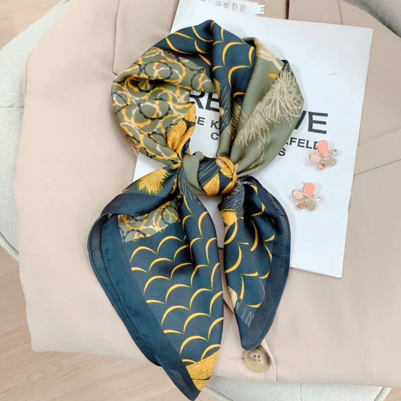 

Fashion Scarves For Women Print Silk Satin Head Scarf Female 70cmx70cm Luxury Brand Square Shawl Large Hijab Scarfs For Ladies