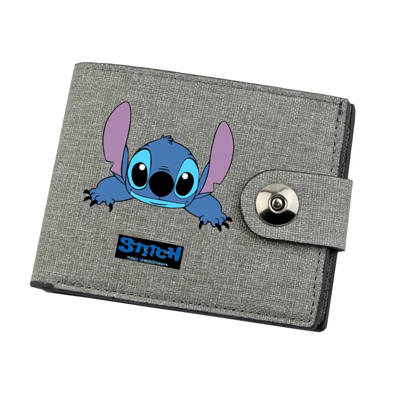 Cartera MINISO Disney Stitch, cartera corta para hombre y mujer, monedero para estudiantes, cartera de lona con cierre a presión, envío directo