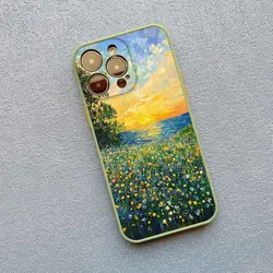 Aesthetic Beauty Sunset Flower Field Phone Case Covers - iPhone 14 Pro (Matcha LRHT 4)