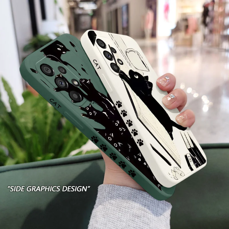 Naughty Cat Phone Case For Samsung A54 A34 A14 A24 A73 A53 A33 A23 A13 A03 A04 A04S A72 A52 A52S A32 A22 A15 A25 A35 A55 4G 5G