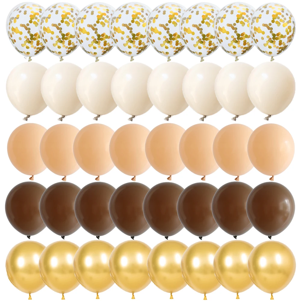 

20-40pcs 10inch Brown White Sand Nude Metal Gold Latex Confetti Balloons Wedding Decoration Matte Globos Birthday Party Supplies